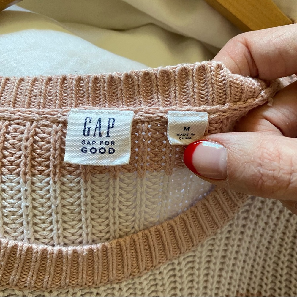 Gap Knit Striped Sweater Oversized Neapolitan Flare Sleeve Size Medium - Picture 6 of 8